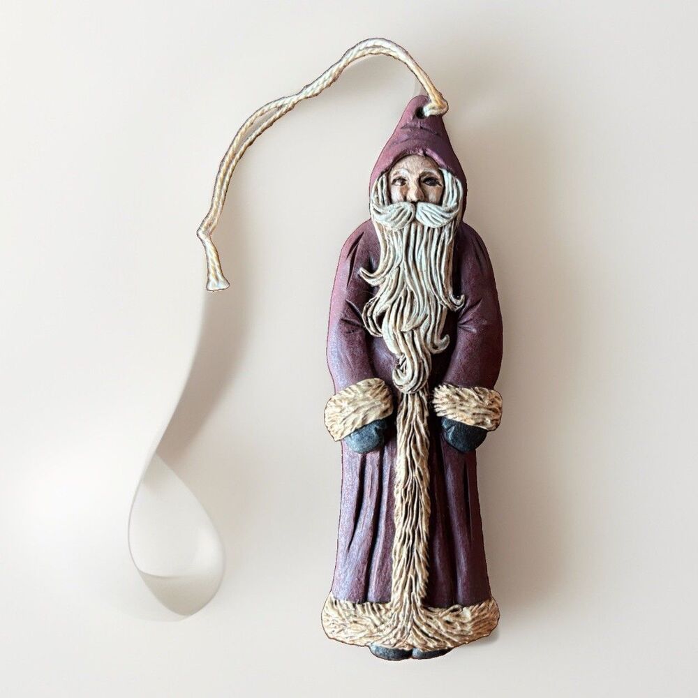 Old World Vintage Santa Ornament Porcelain Burgundy Coat